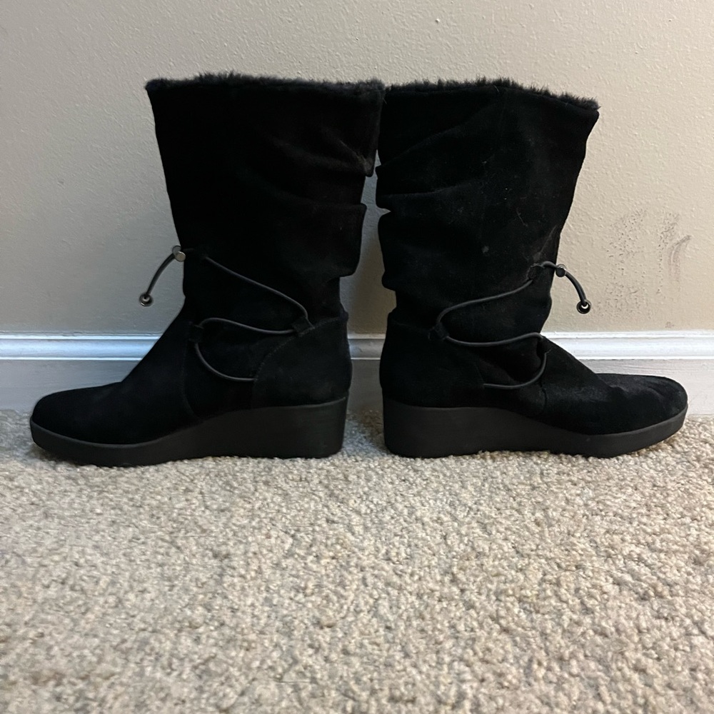 H by Halston Suede Wedge Boots with Faux Fur - Picture 6 of 8